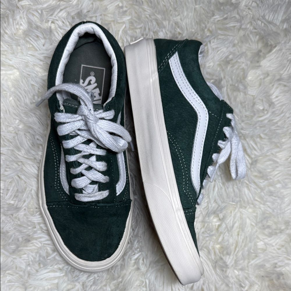 Vans Dark Green and White Sneakers